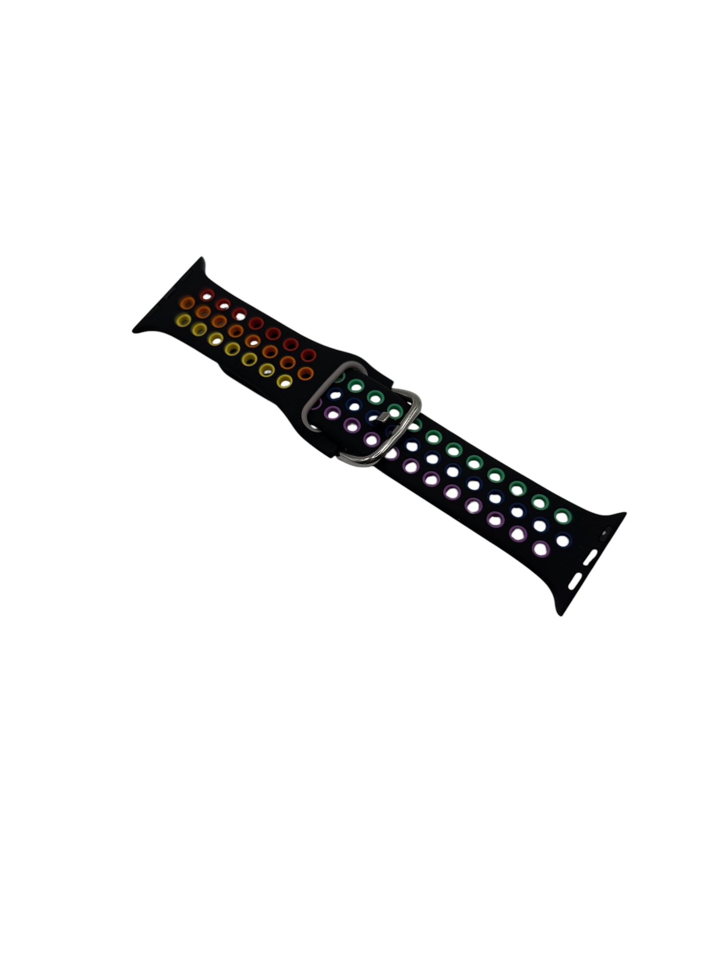 Black Multi-Coloured Silicone Watch Strap – 38–41mm – Compatible with Apple Watch