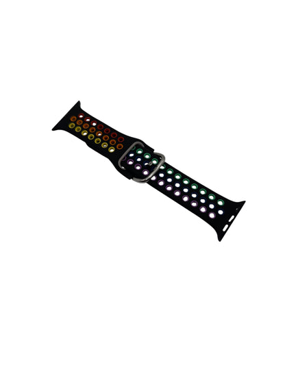 Black Multi-Coloured Silicone Watch Strap – 38–41mm – Compatible with Apple Watch