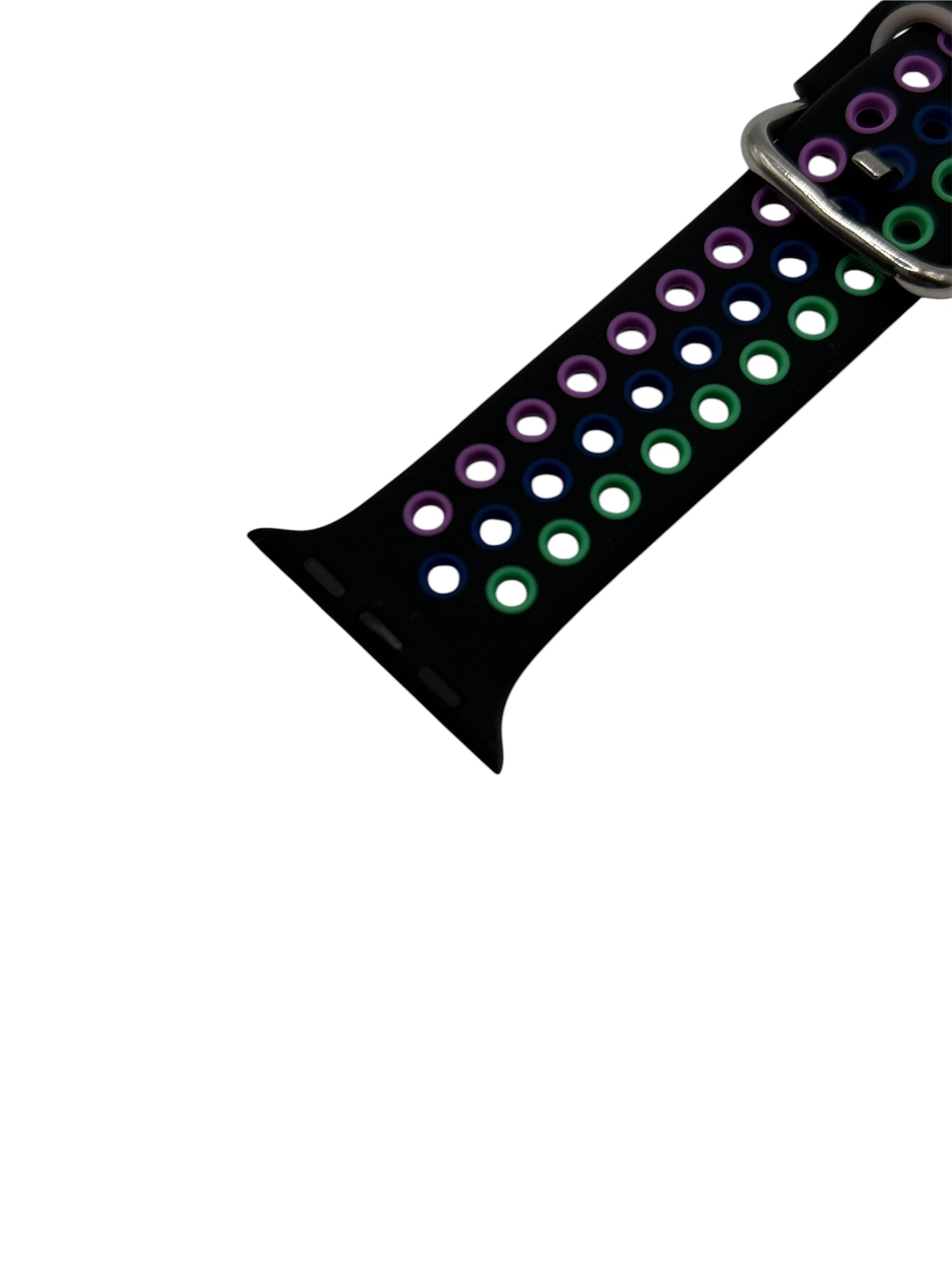 Black Multi-Coloured Silicone Watch Strap – 38–41mm – Compatible with Apple Watch