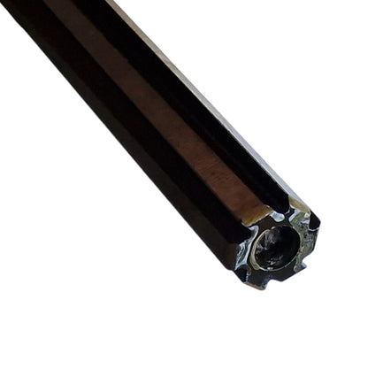 A black steel ring wax cutting mandrel tool with six sharp blades - close up