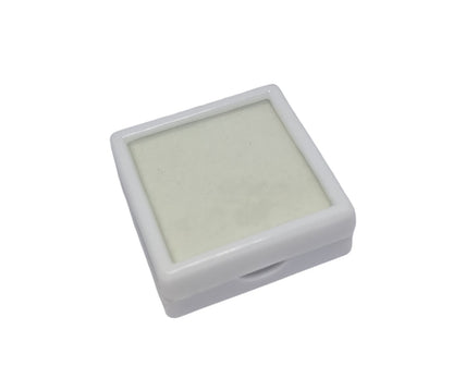 Jewellery display box in white plastic with clear plastic cover
