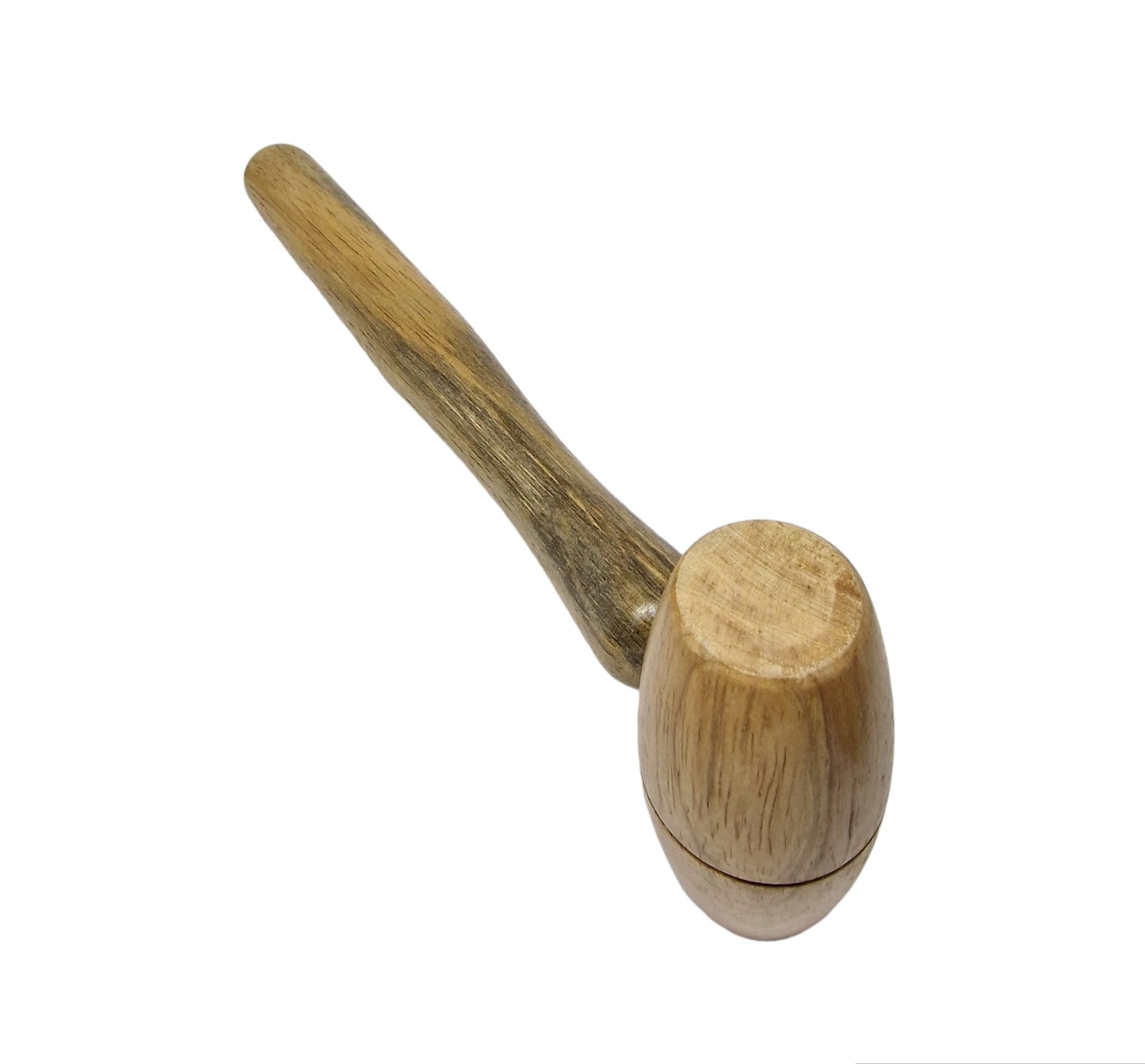 A wooden hammer with a cylindrical head and a handle, typically used for shaping metal or forming jewellery.