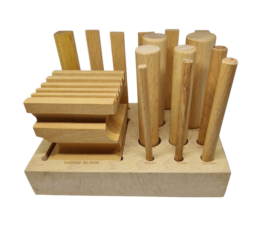 Wooden Swage Block and Punch Set