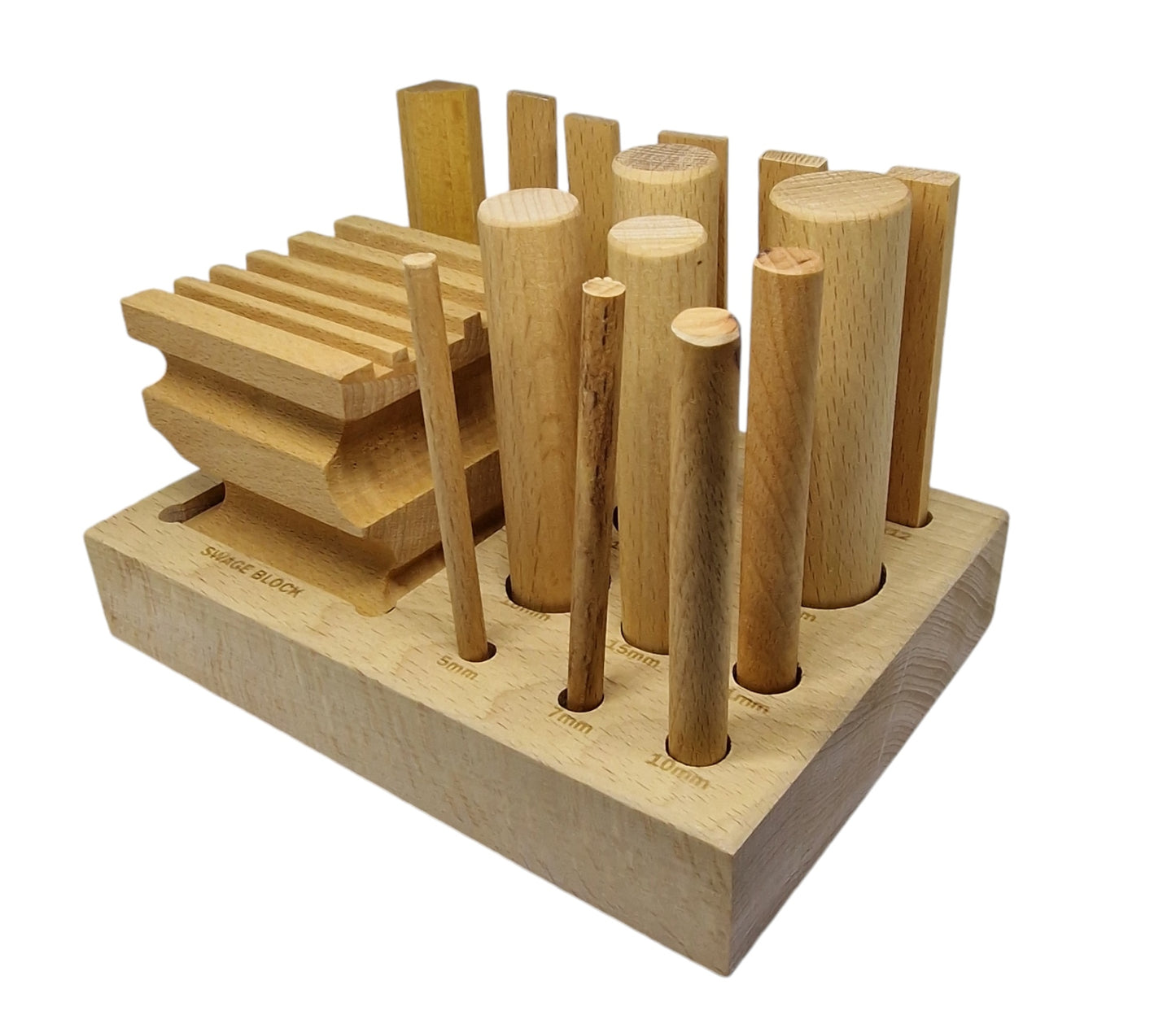 Wooden Swage Block and Punch Set
