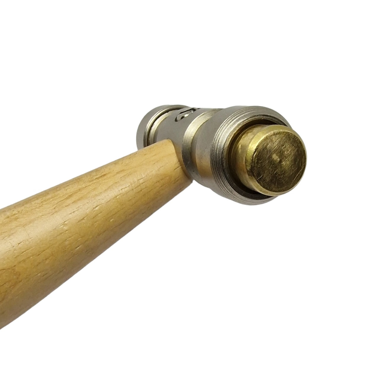Close up of a brass hammer