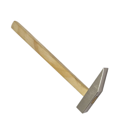 A chisel hammer with a wooden handle and a steel head, featuring a flat end for spreading and a chisel-shaped end for spreading rivets and leveling.