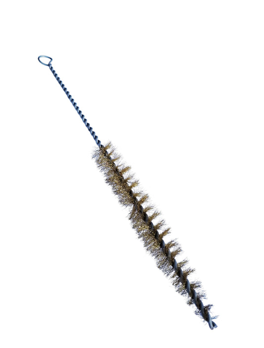 A 9 inch brass spiral brush with twisted metal rod, designed for jewellery cleaning.