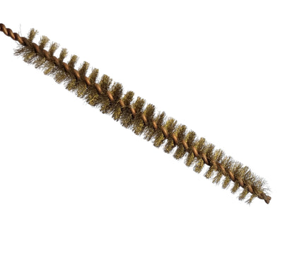 Close up of brass bristles attached to a brass spiral rod