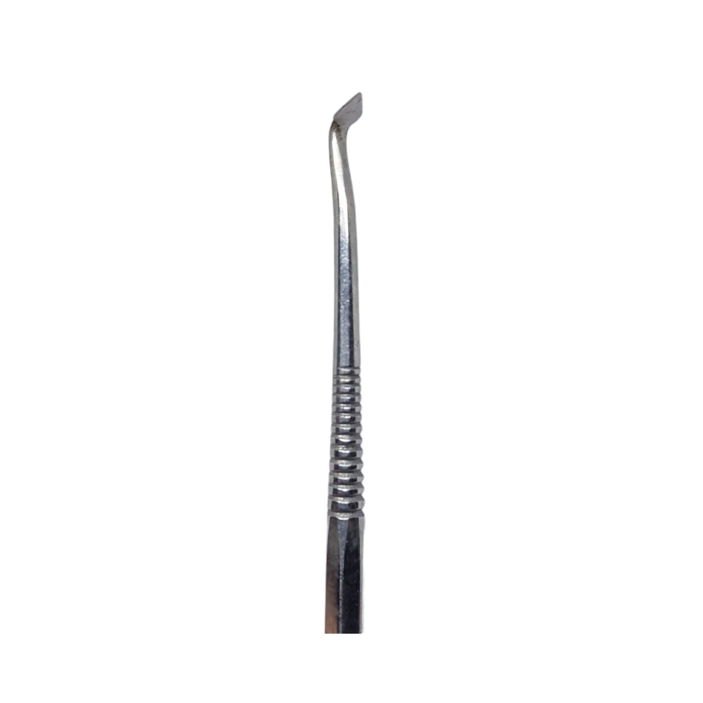 A stainless steel double-ended wax carving tool with a textured grip.