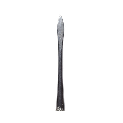 A single double-ended stainless steel wax carving tool with pointed tips on both ends.