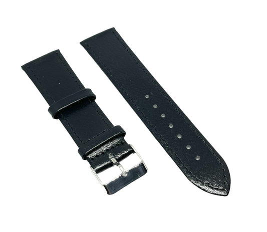 Black Leather Watch Strap - Smooth Calf - 22mm