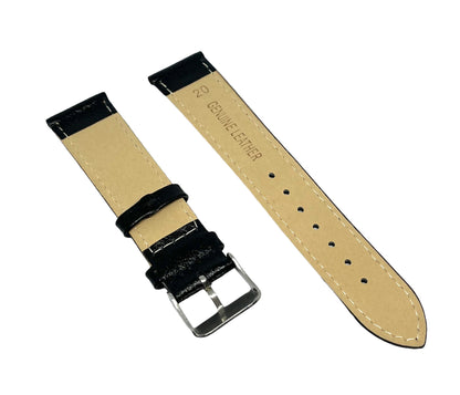 Black Leather Watch Strap - Smooth Calf - 20mm