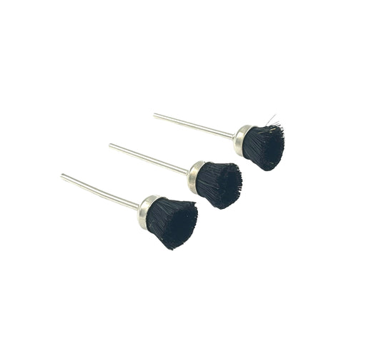 Mounted Black Bristle Cup Brushes x 3 Pieces